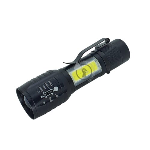 Mini Lanterna Led Q5 Recarregável com Zoom + Led Cob Potente