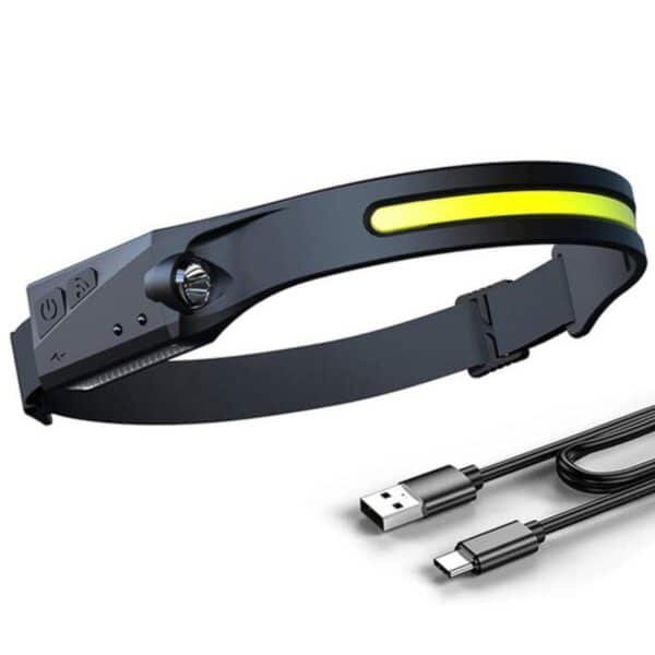 Lanterna de Cabeça Flexível Fita Led COB + 40 Leds XPE de Alta Luminosidade com Sensor de Movimento