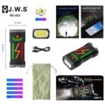 Lanterna LED Tática Multifuncional J.W.S WS-661 com Power Bank USB Recarregável