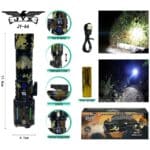 Lanterna Tática Recarregável JYX JY-A4 LED V3 Camuflada com Zoom e Corta Fio