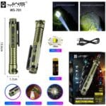Lanterna Tática | Multifuncional | JWS WS-701 | Recarregável USB-C | Led UV