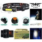 Lanterna de Cabeça Profissional | JYX JY-9813 | LED Q5 + COB | Recarregável com Imã