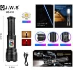 Lanterna Tática Profissional JWS WS-638 LED Recarregável USB-C com Lampião